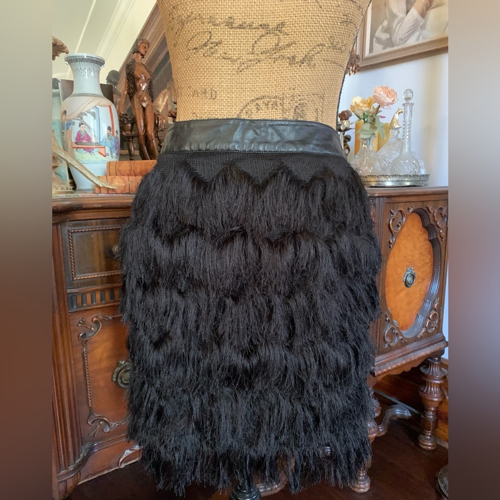 Pre-loved J.O.A. Los Angeles Black Fringe Mini Skirt